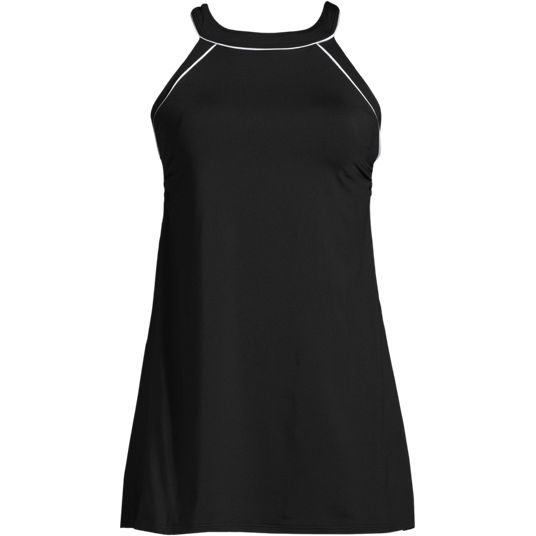 chinese dress ladies Loose Fitting Swim Dress, Longer Swim Dress, S-3xl size, Pink and Black 2XL/3XL (Size3)