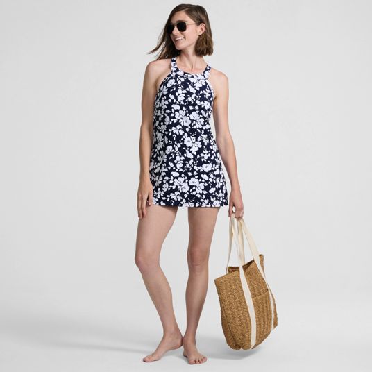 Womens Long Torso Minimize Bust Swim Dresses | Lands' End