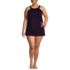 Women's Plus Size High Neck Swim Dress Swimsuit, Front