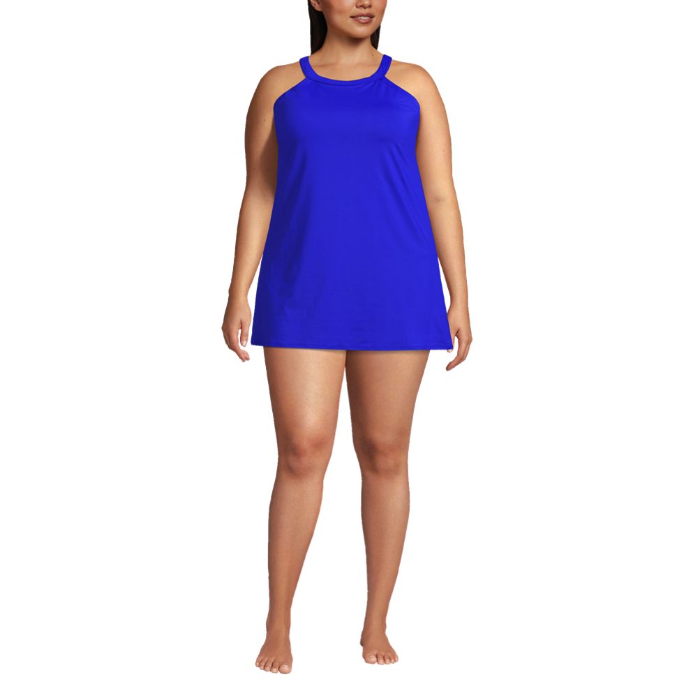 Women s Plus Size High Neck Swim Dress Swimsuit Lands End