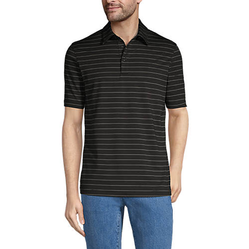 Men's Rapid Dry Short Sleeve Striped Polo Shirt - Secondary