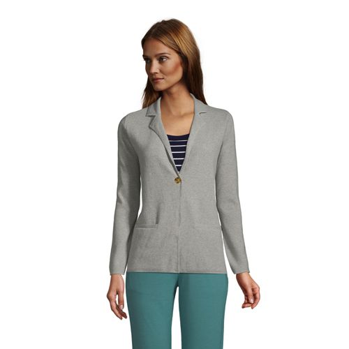 Women's Fine Cotton Button Front Blazer Sweater | Lands' End