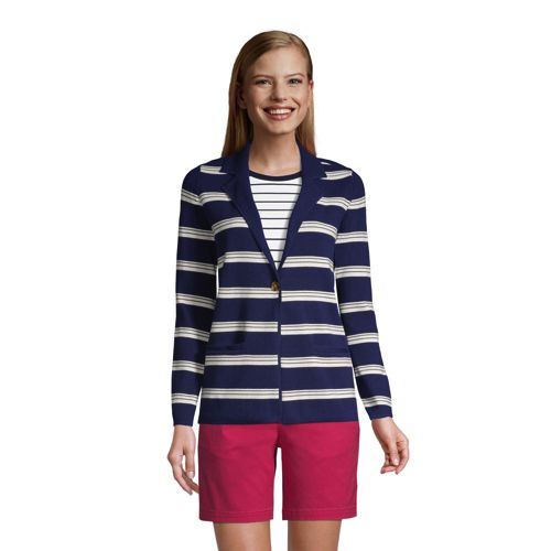 Lands' End Striped Collared Sweaters for Women