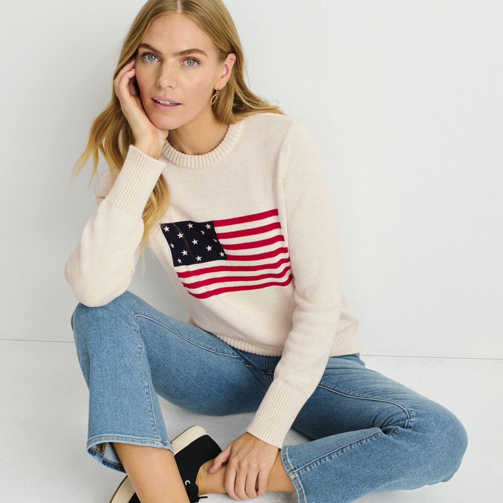 Women's Flag Sweaters Casual Long Sleeve Crew Neck Knit Pullover Tops USA  Graphic Tees (Navy Blue, S) at  Women's Clothing store