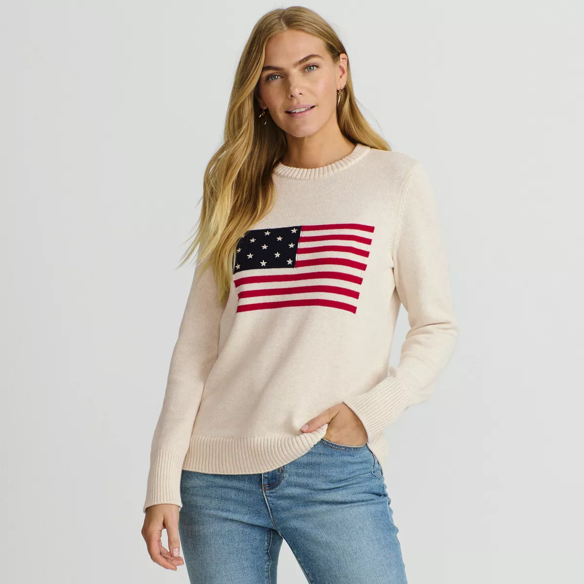 Women's Plus Size Drifter Crew Neck Pattern Sweater
