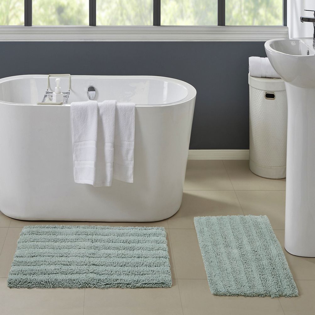 2 Piece Bathroom Rugs Bath Mat Set - Soft Plush Chenille Shower Mats for  Bathroo