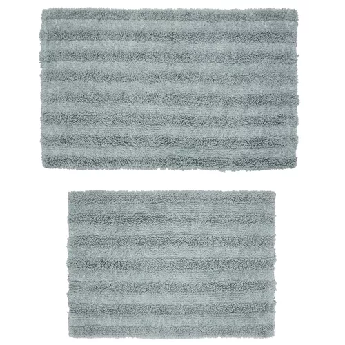 Cannon Cotton Striped Reversible Soft-Touch Bath Rug 2 piece set, Front