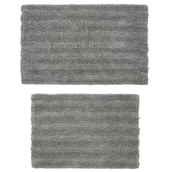 Cannon Cotton Striped Reversible Soft-Touch Bath Rug 2 piece set - primary