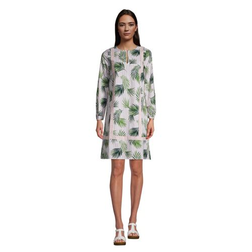 Women's Cotton Poplin Split Neck Dress - image 2