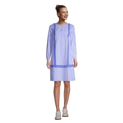 Women's Cotton Poplin Split Neck Dress - image 4