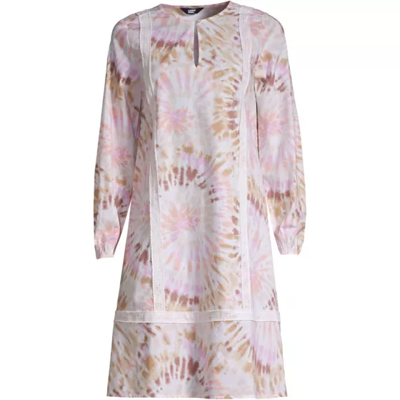 Women's Cotton Poplin Split Neck Dress - primary