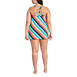 Women's Plus Size Chlorine Resistant High Neck Swim Dress One Piece Swimsuit Adjustable Straps, Back