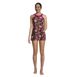 Women's Chlorine Resistant High Neck Swim Dress One Piece Swimsuit, Front