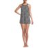 Women's Chlorine Resistant High Neck Swim Dress One Piece Swimsuit, Front