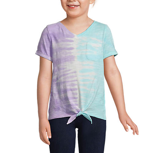 Girls Tie Front Pattern Top - Secondary