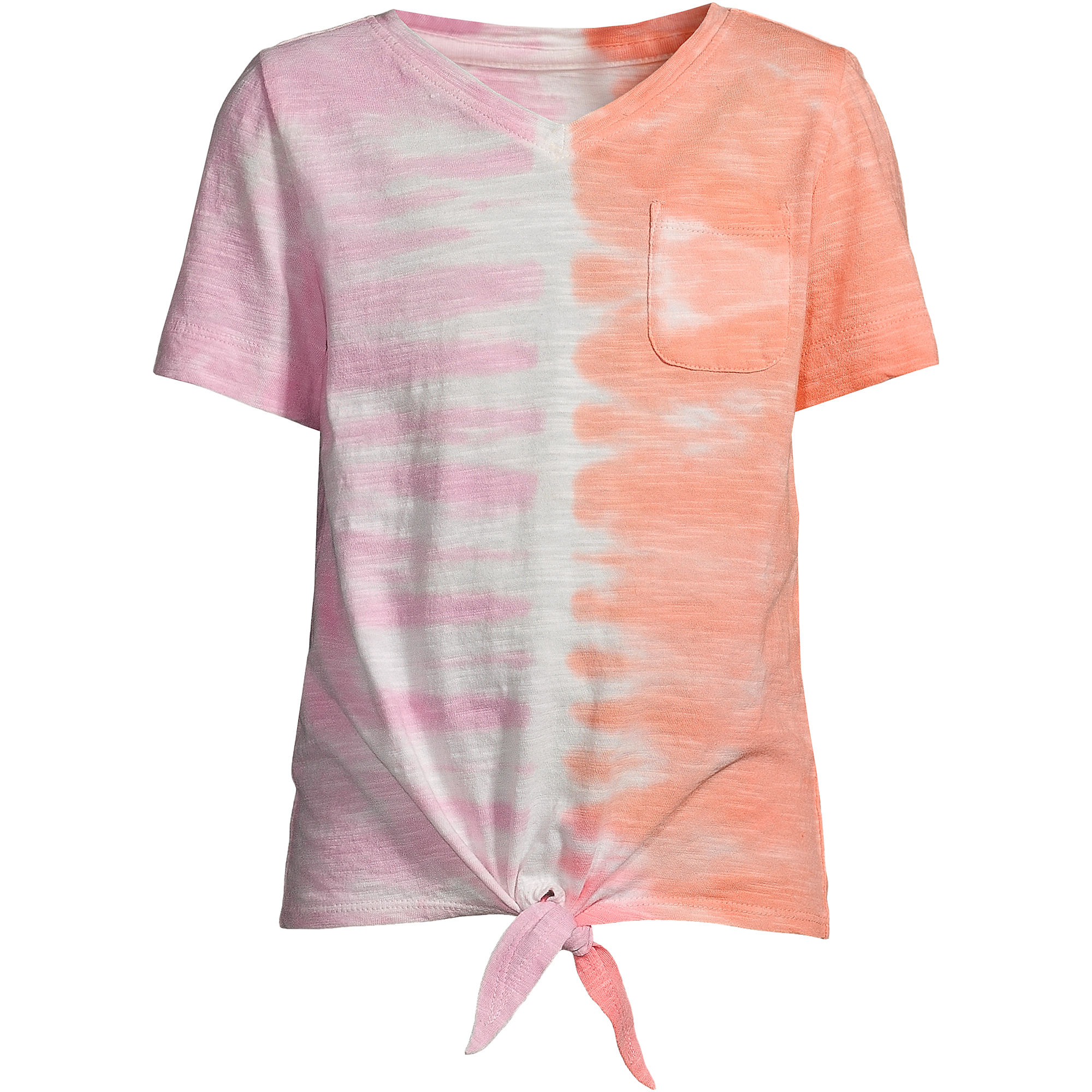 T-Shirt mit Knotensaum und Brusttasche für Mädchen | Lands\' End