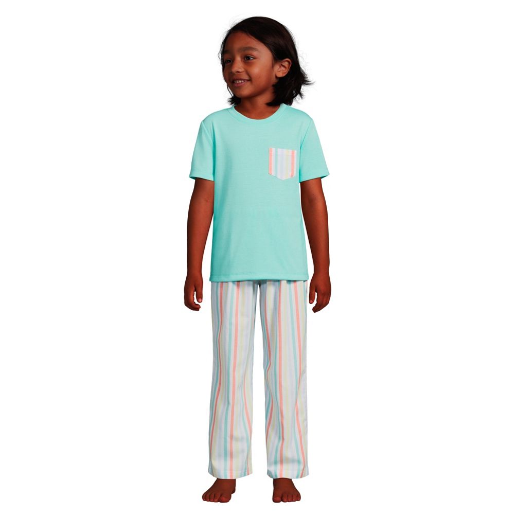 Kids Short Sleeve Tee and Poplin Pant Pajama Set Lands End