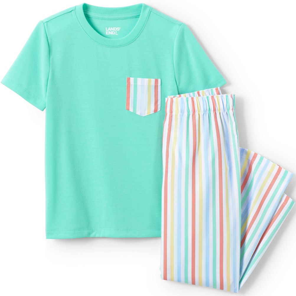 Kids Short Sleeve Tee and Poplin Pant Pajama Set