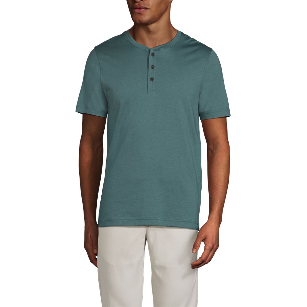 Men's Short Sleeve Cotton Supima Jersey Henley | Lands' End