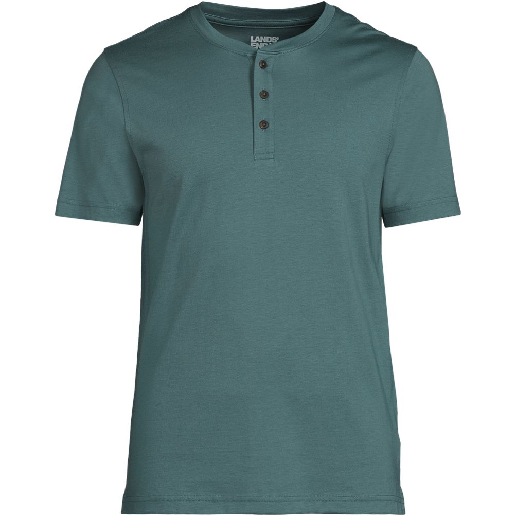 Men's Short Sleeve Cotton Supima Jersey Henley Lands' End