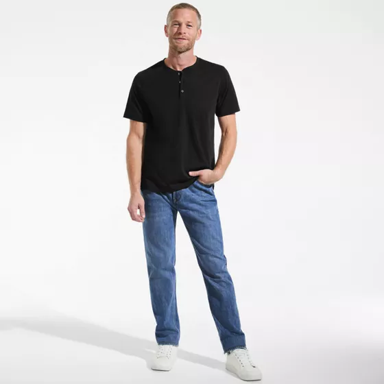 Men's Tall Short Sleeve Cotton Supima Jersey Henley - primary