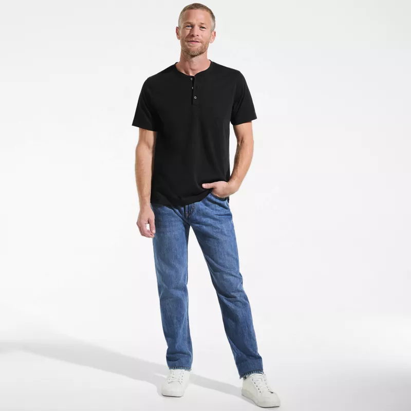 Men's Tall Short Sleeve Cotton Supima Jersey Henley, alternative image