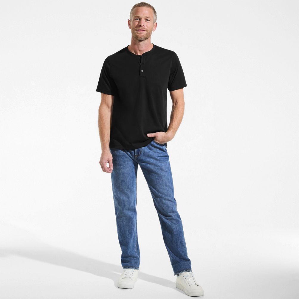 Men's Short Sleeve Cotton Supima Jersey Henley | Lands' End