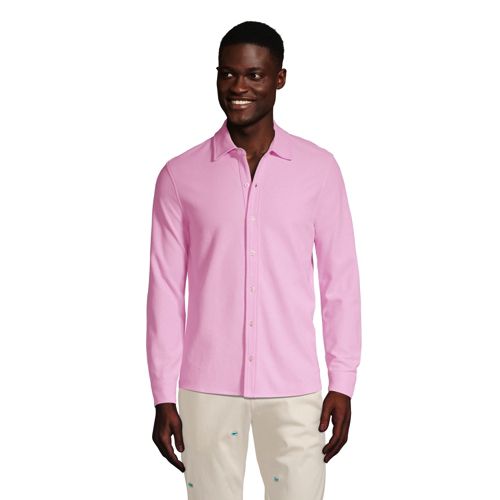 Men's Long Sleeve Textured Knit Button Down Shirt