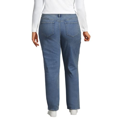  Lands' End Straight Fit Recover Jeans Mid Waist, Damen, Größe:48 71 Plus, Blau, Elasthan/baumwoll-mischung/polyester-mischung, By Lands' End 