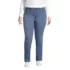 Women's Plus Size Mid Rise Straight Leg Blue Jeans, Front