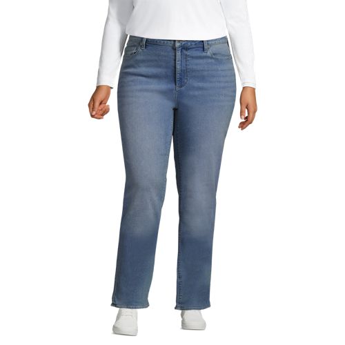  Lands' End Straight Fit Recover Jeans Mid Waist, Damen, Größe:48 71 Plus, Blau, Elasthan/baumwoll-mischung/polyester-mischung, By Lands' End 