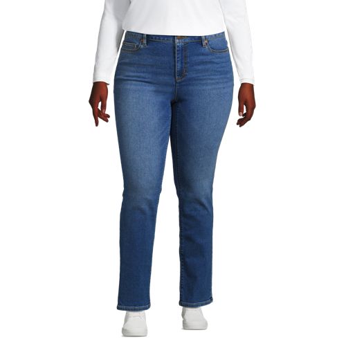  Lands' End Straight Fit Recover Jeans Mid Waist, Damen, Größe:48 71 Plus, Blau, Elasthan/baumwoll-mischung/polyester-mischung, By Lands' End 