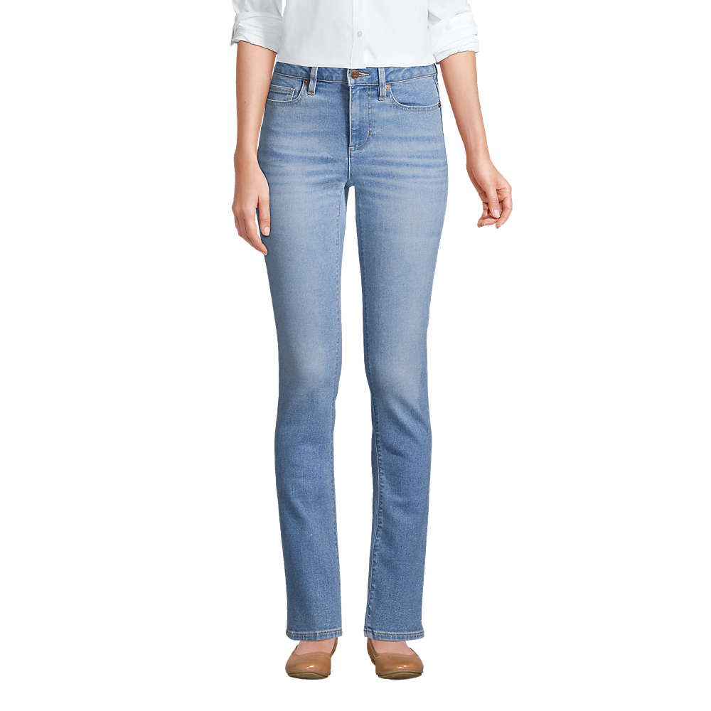 Women's Recover Mid Rise Straight Leg Blue Jeans | Lands' End
