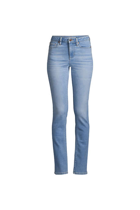 Women's Mid Rise Straight Leg Blue Jeans