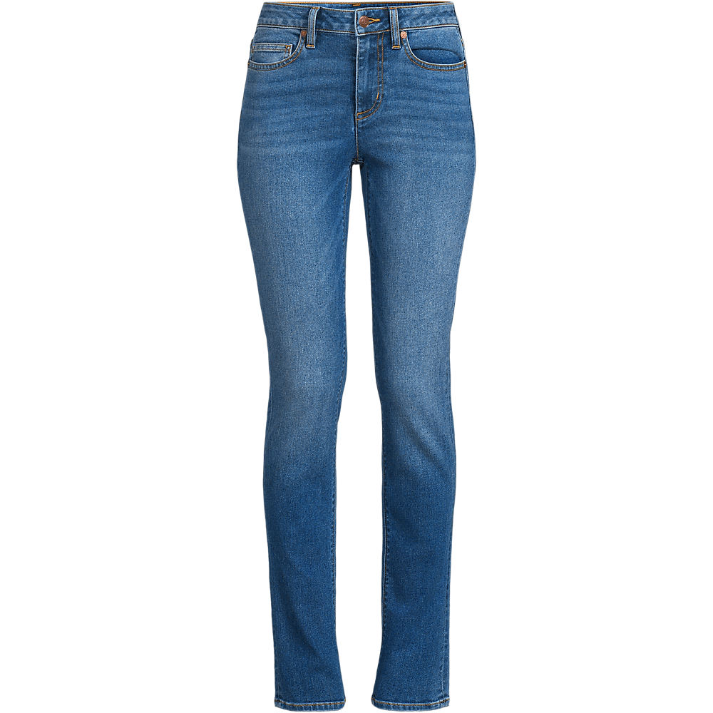 Recover Straight Leg Jeans, Mid Rise, Women, size: 22/28, plus, Blue, Spandex/Cotton-blend/Poly-blend, by Lands' End