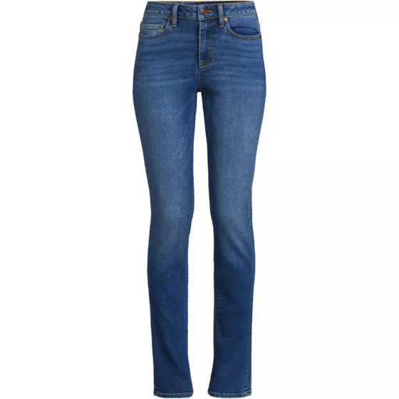 Women's Plus Size Mid Rise Straight Leg Blue Jeans - primary