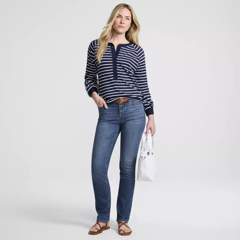 Women's Mid Rise Straight Leg Blue Jeans, alternative image