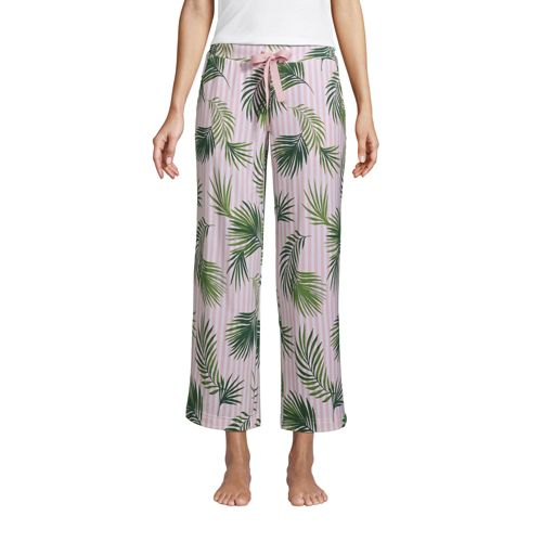 Women's Cosy Brushed Jersey Wide Leg Cropped Loungewear Pyjama Bottoms 