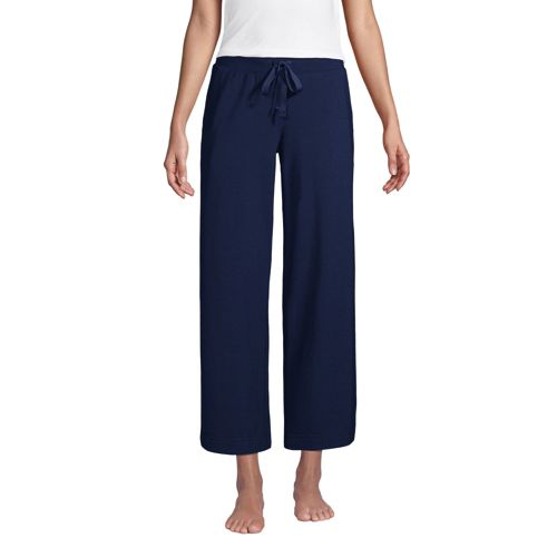 Women's Cosy Brushed Jersey Wide Leg Cropped Loungewear Pyjama Bottoms 