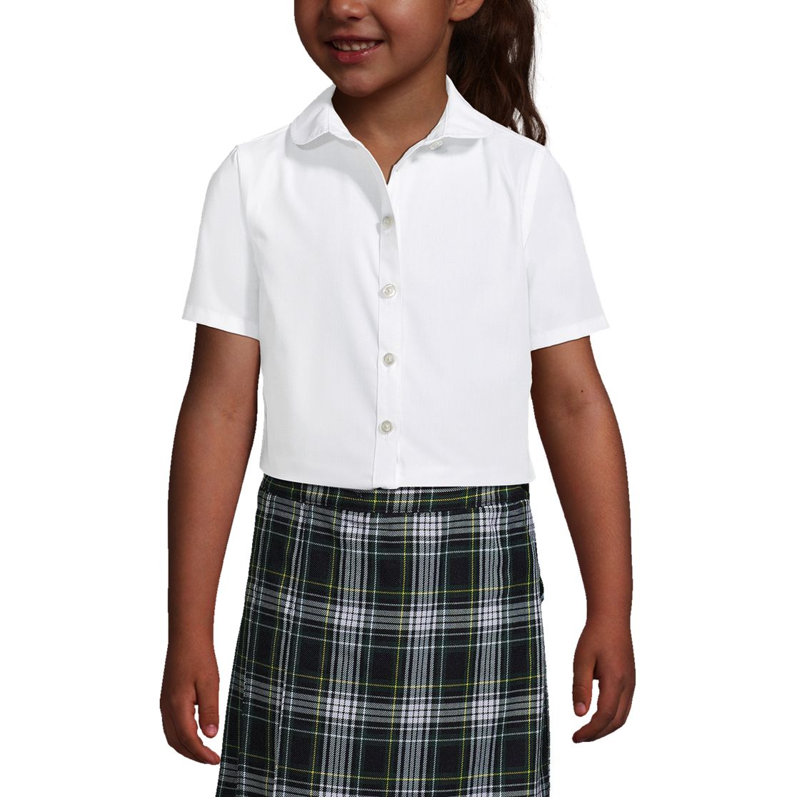 School Uniform Girls Short Sleeve Peter Pan Collar Broadcloth Shirt