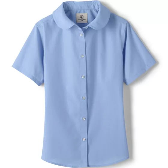 School Uniform Girls Short Sleeve Peter Pan Collar Broadcloth Shirt - primary