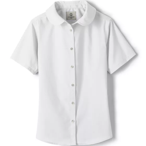 Girls Short Sleeve Peter Pan Collar Broadcloth Shirt - primary