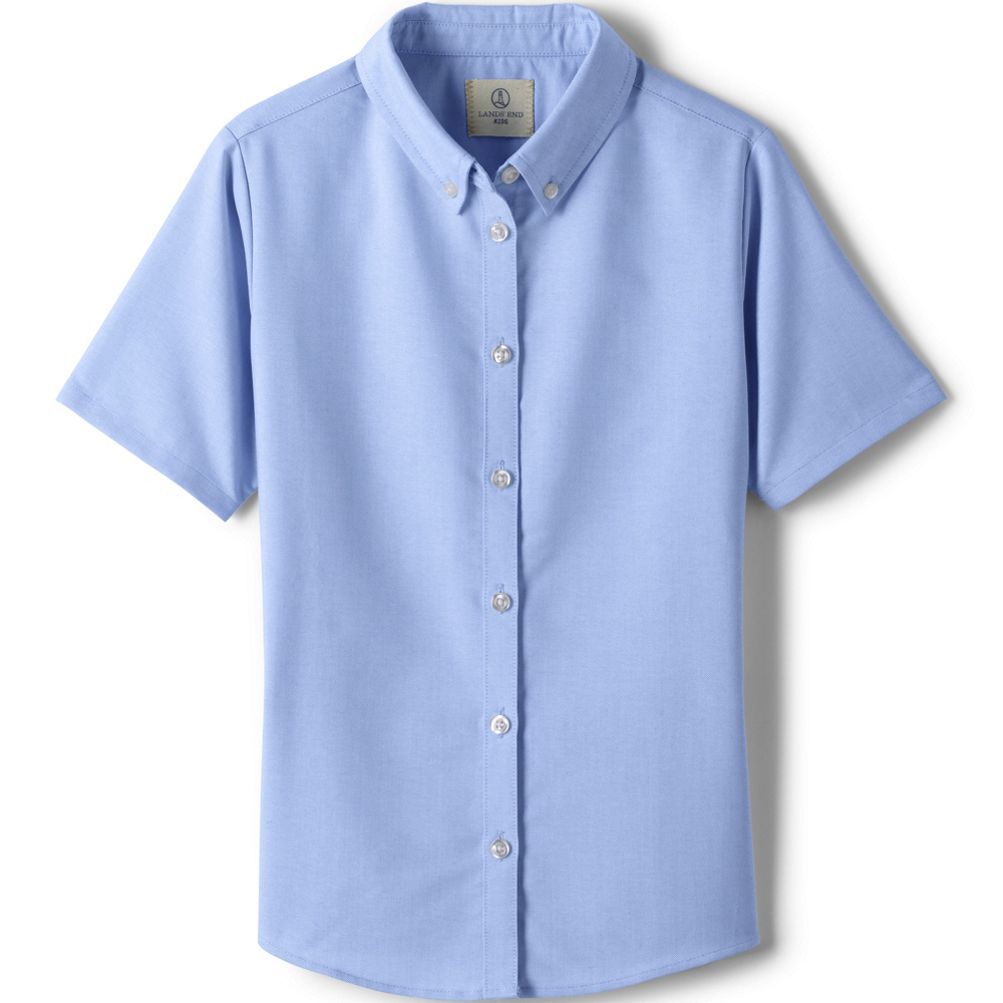 Girls Short Sleeve Oxford Dress Shirt | Lands' End