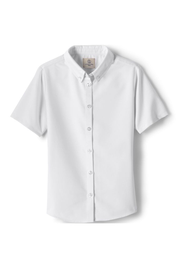 School Uniform Girls Short Sleeve Oxford Dress Shirt - Lands' End - White - 4