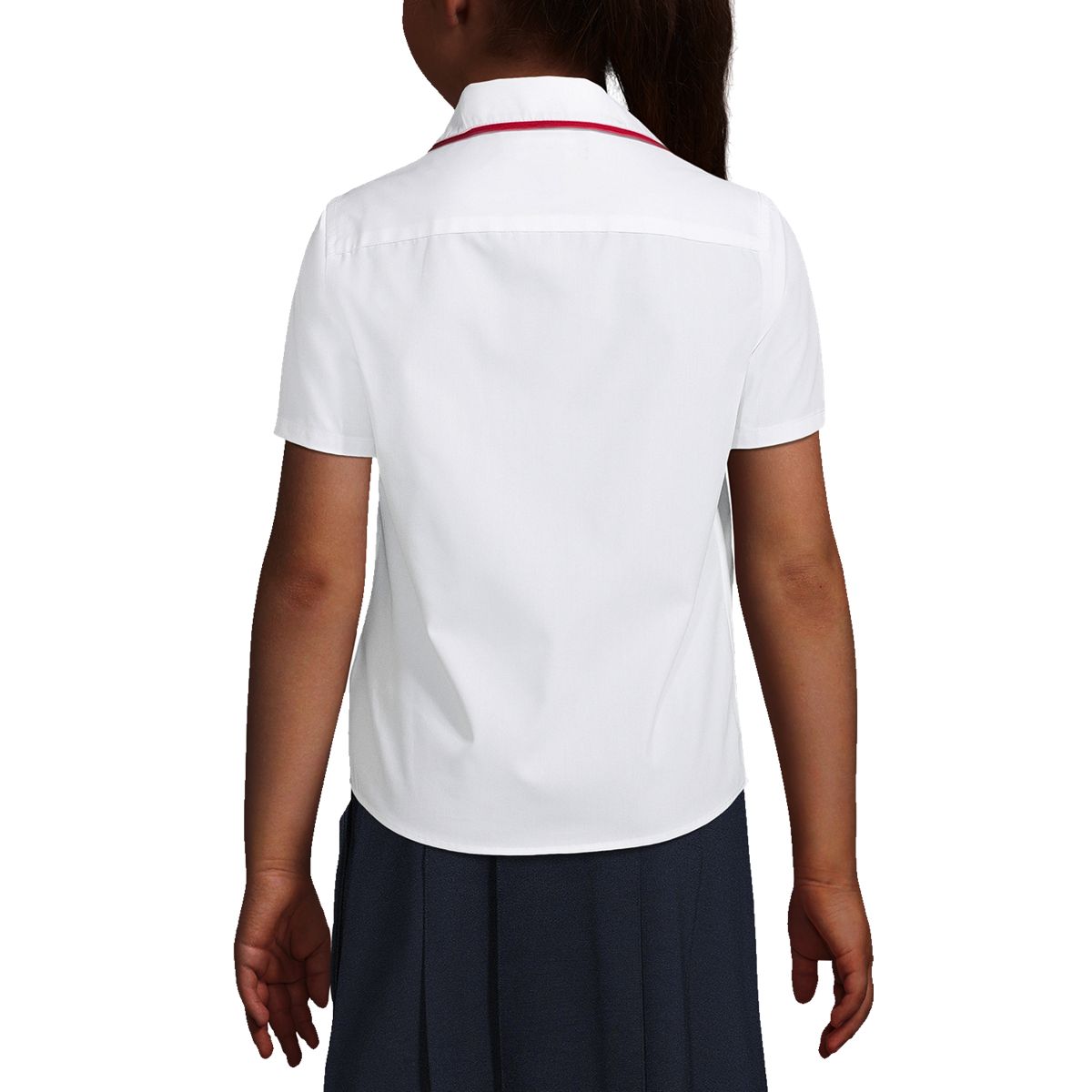 School Uniform Girls Piped Peter Pan Collar Broadcloth Shirt