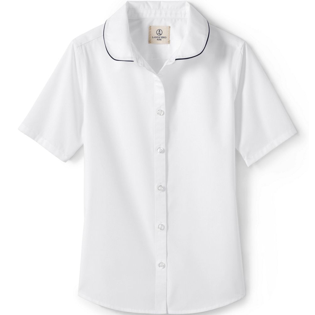 売れ筋商品|||ランズエンド カットソー トップス レディース Women's School Uniform Short Sleeve Peter Pan Collar Broadcloth Shirt White School Uniform Girls Short Sleeve Peter Pan Collar Polo