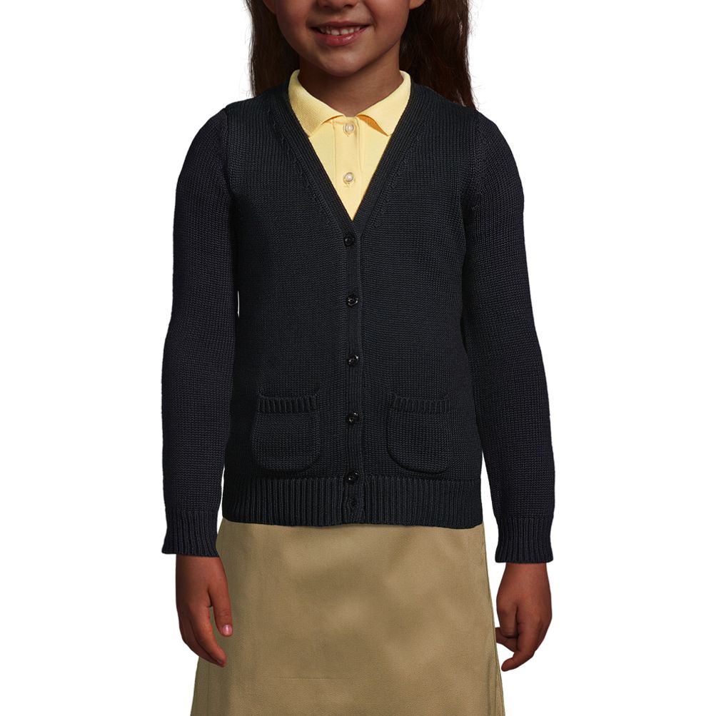 Lands' End School Uniform Women's Cotton Modal Cardigan Sweater - Medium -  Coal Heather