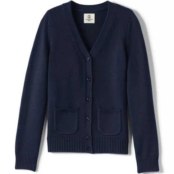 School Uniform Girls Cotton Modal Button Front Cardigan Sweater - primary
