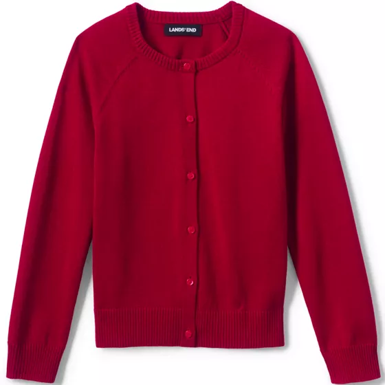 School Uniform Girls Cotton Modal Cardigan Sweater - primary