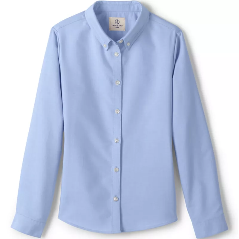 Girls Long Sleeve Oxford Dress Shirt, Front